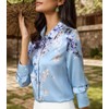 MAAYKOM Women's Printed Flowers Commercial Long Sleeved Casual Loose Lapel