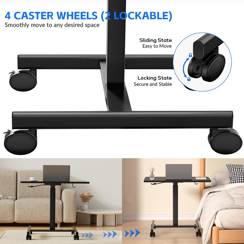 GallopFun Mobile Laptop Standing Desk Adjustable Height, Small Mobile Desk