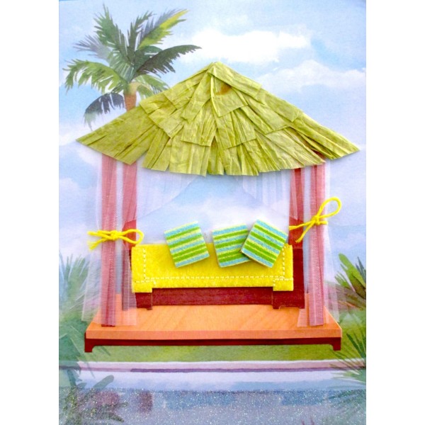 Papyrus 3D Outdoor Gazebo Tiki Hut by Pool Blank Greeting
