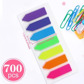 DOETYD 700pcs Colored Sticky Tabs Page Markers Tabs Transparent Annotation Tabs for Book File Notes Office School