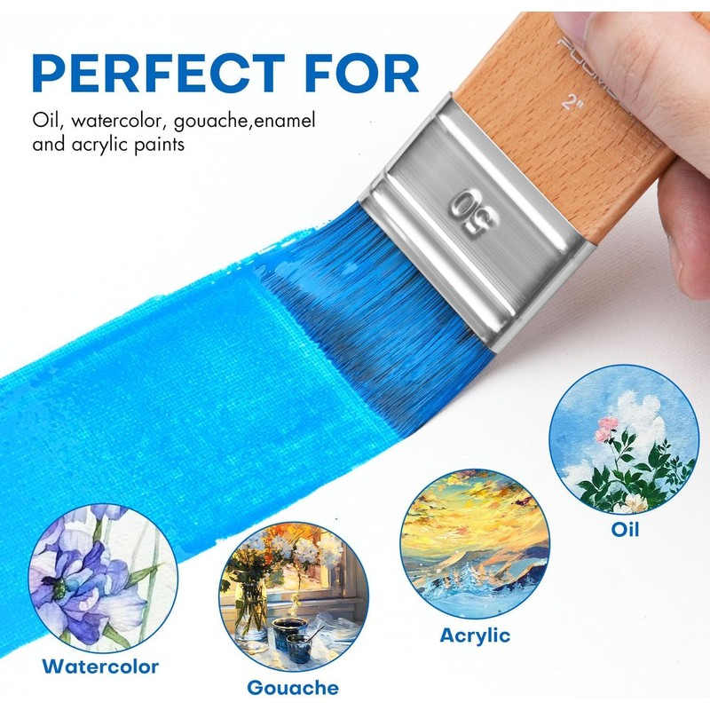Paddle Surface Brush Set - 4 Pieces Premium Synthetic Painting
