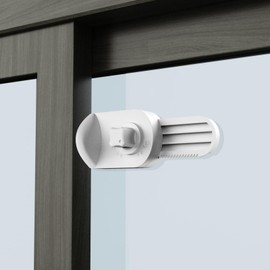 Adjustable Sliding Window Patio Door Lock Child Pet Proof Sliding Closet Door Lock for Kids Safety Foot Locks Work on Glass or Wood for Patio Bedroom Home and Office (2, White)