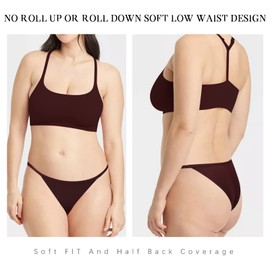 LEVAO Women's Bikini Panties Cotton Underwear, Plus Size High Cut String Ladies Cheeky Underwear Multipack 6 Pack