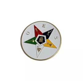 Order of the Eastern Star Car Bumper Decal - OES Masonic Car Emblem over white
