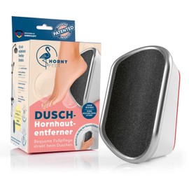 HornyFeet Callus Remover for the Shower, Extra Large Callus File for a Perfect Result, Hygienic and Durable, Comfortable and Easy to Remove Calluses Directly When Showering, No Drilling [White]