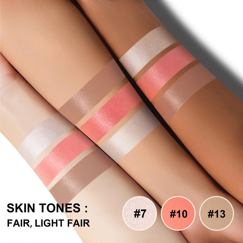 3Pcs Cream Contour Stick Makeup Kit, Shades with Highlighter Stick,
