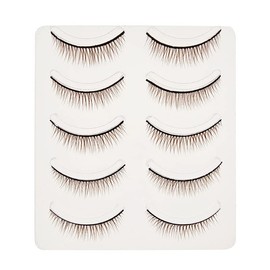 D-ONE Natural 5 Pairs False Eyelashes (A06, Natural Cross Brown)