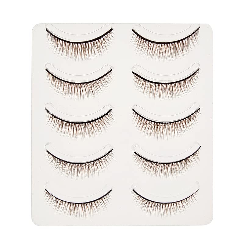 D-ONE Natural 5 Pairs False Eyelashes (A06, Natural Cross Brown)