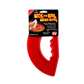 Rock'n Roll Pizza Cutter, Plastic, Non-Stick, Rocking, 9 inch, Easy to Clean, Dishwasher Safe, Handheld Pizza Slicer, Easier Slicing Tool, Baking Tools, Pastry Bread Cutting Knife, Made in USA, Red