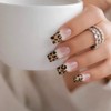 Uñas postizas de longitud media con degradado rosa, reutilizables, con