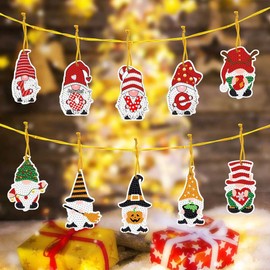 10pcs Tags DIY Diamond Painting Tags Diamond Dot Gift Tags DIY Diamond Art Hanging Ornaments Pendant Handcraft Cards Decoration Kit for Christmas Tree Decor Kids Crafts Santa Snowman