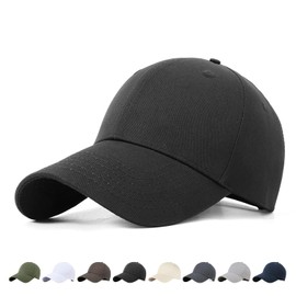 Hsdvdva Cap, Men's, Women's, Large Size, Deep, 100% Cotton, Prevents Shape, UV Protection, Sunshade, Solid, Popular, Baseball Cap, Running, Climbing, Golf, Sports, Outdoors, Adjustable, Black
