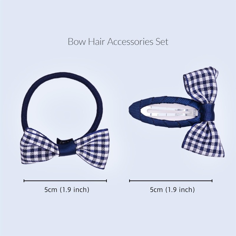 Basic Sense 12pcs Gingham Check Bow School Hair Set, Ribbon