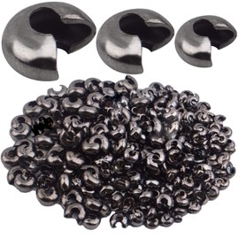 Aylifu 600 Pieces 4mm/5mm/7mm Open Crimp Beads Covers Half Round Crimp Bead Knot Covers End Caps for DIY Necklace Jewelry Making Crafts Decor(Gun Black)