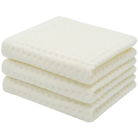 Mia'sDream Cotton Waffle Bathroom Hand Towels Set, Premium Qualit Thin Face Towels 3 Pack, Quick Drying Facial Towels Fingertip Towels Hand Towels for Bathroom,13" x 27" (Beige)