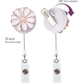 NEO+ Retractable Badge Holder with Alligator Clip, 25.5 inch Retractable Cord, ID Badge Reel with Pearl, 3 Pack (Multiple)