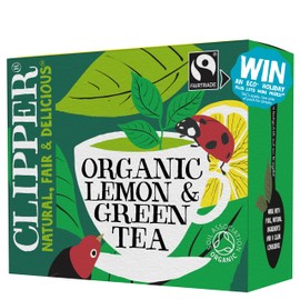 Clipper Organic Lemon Green Tea Bags | 80 Teabags for Home or Office | Pure, Eco-Conscious, Fair Trade Green Tea with Lemon | Natural, Unbleached, Plant-Based & Biodegradable Bags