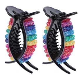 OATIPHO Elegant Rainbow Hair Clamp Clips 2 Strong Hold Barrettes for Versatile French Hairstyles