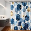 Indigo Gold Geometric Honeycomb Shower Curtain Water-Resistant Polyester Bath Curtain