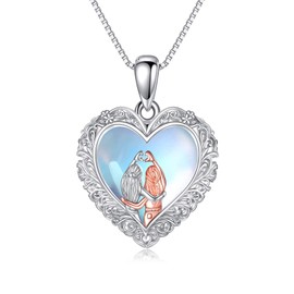 YAFEINI Sister Gifts from Sister 925 Sterling Silver Sister Pendant Necklaces for Women Small Large Sister Necklace Moonstone Love Heart Nordic Flower Jewellery, Sterling Silver, Moonstone