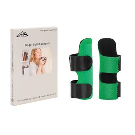supregear Finger Splint, Pack of 2, Adjustable Reusable Trigger Finger Splint Finger Support with Removable Aluminium Bar for Index/Middle/Ring/Little Finger, Green