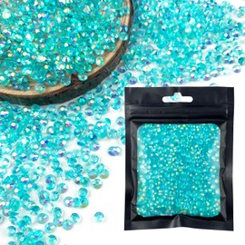 CLRDIVA Craft Rhinestones Resin 4mm Transparent Aquamarine AB Rhinestones for Crafting Flatback Rhinestone Bedazzling Gems Bulk Jelly Crystals Diamonds for Tumblers Nails Makeup DIY Bling Decoration