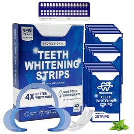 21 Pares 42 Tiras Blanqueadoras de Dientes con Abrebocas y Tarjeta de Color, Blanqueamiento Rápido Sin Residuos,Sin Sensibilidad,Adherencia Perfecta,Elimina eficazmente las manchas de los dientes