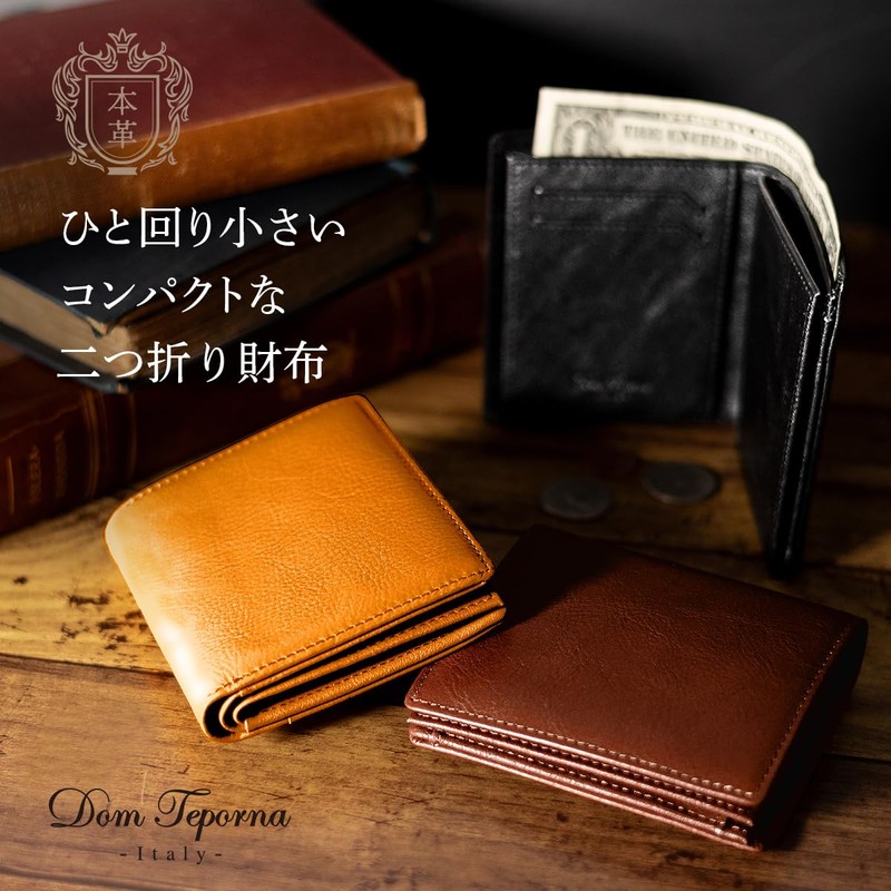 Dom Teporna Men's Smart Italian Leather Bifold Wallet, Soft Genuine