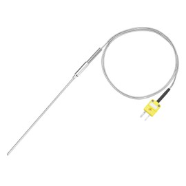 sourcing map K Type Thermocouple with Plug, Meter Temperature Sensor Probe -50 to 1100°C(-58 to 2012°F) Stainless Steel, 2.5x200mm 3.3ft Wire