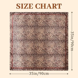 AWAYTR 35” Large Satin Square Head Scarf - 2Pcs Silk Like Floral Head Scarves Square Satin Hair Scarf Bandanas for Women (Leopard print (Pink/Khaki))