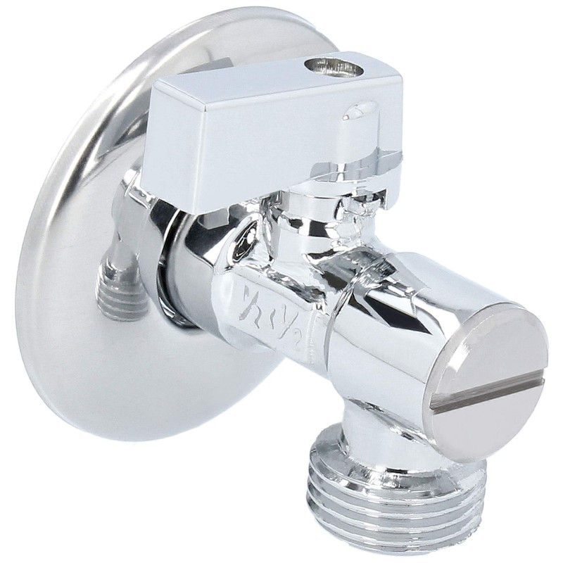 Premium angle valve with filter and rosette DN15 1/2 inch