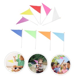Toyvian Pack of 9 Coloured Small Flags Small Plain Flags Small Waving Flags With Your Hand Small Garden Flag Mini Hand Flags Small Trembling Flags Polyester Child The Sign Triangle