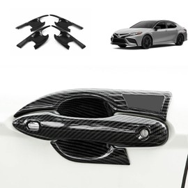 TUBAIZAI Car Accessories Compatible with Toyota Camry 2024 2023 2022 2021 2020 2019 2018 Exterior Door Handle Bowl Cover Trims Protector Decoration ABS 4PCS(Carbon Fiber Style)