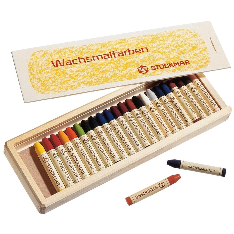 Stockmar Beeswax 24 Stick Crayons in Wooden Storage Case by