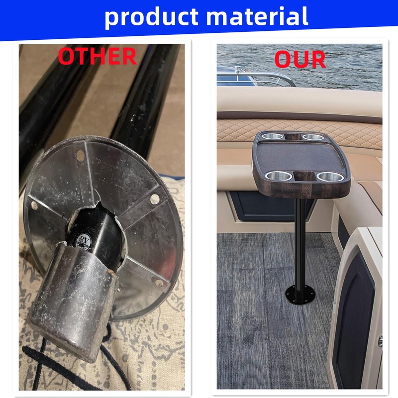 YJNAUPAI RV Trailer Pedestal Base Round Flush Mount Table Leg