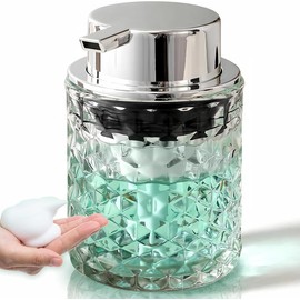 Foaming Hand Soap Dispenser， Bathroom Soap Dispenser or Lotion Dispenser for Kitchen,Refillable Clear Glass Soap Dispenser with Large Pump (Clear-Foaming) - Color: Light Clear-2ps