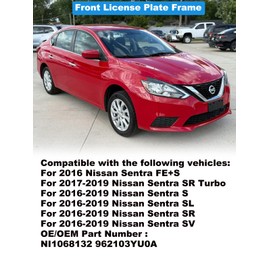 FASTCHE Front License Plate Frame Compatible with 2016 2017 2018 2019 Nissan Sentra Front Bumper License Plate Holder Mounting Bracket Replace # NI1068132 962103YU0A