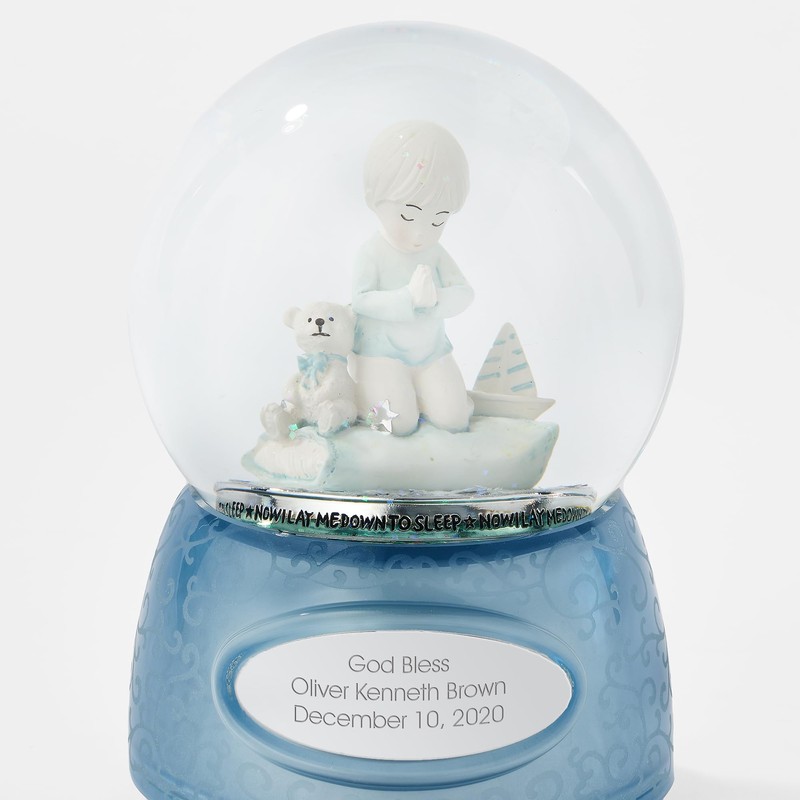 Things REMEMEBERED Engraved Praying Boy Musical Snow Globe (Free Customization),