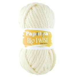 Papatya Big Twist Mega Chunky Yarn Acrylic & Wool Knitting Crochet 200g Ball (Cream - 1930)