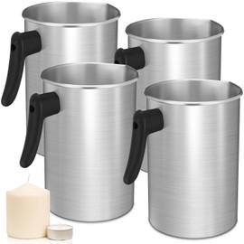 Ziliny 4 Pcs Candle Making Pouring Pot Wax Pouring Pitcher with Dripless Spout and Heat Resisting Handle Aluminum Wax Melter for DIY Candle Making Kits(3 L)