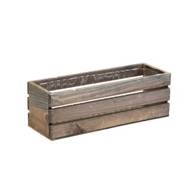 Wood Planter Box with Wine Crate Styled, 12x4 Inch Rectangular, Rustic Barn Wood, Plastic Liner, Wedding Flowers Holder, Home and Venue (12x4 Wine Crate Set of 4, Natural)