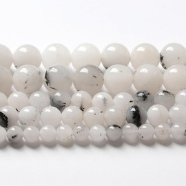 90 piezas de cuentas naturales de cuarzo rutilado negro de jade de 4 mm para hacer joyas, cuentas de piedra de poder de curación energética, cuentas para pulseras y collares DIY, accesorios de 38 cm