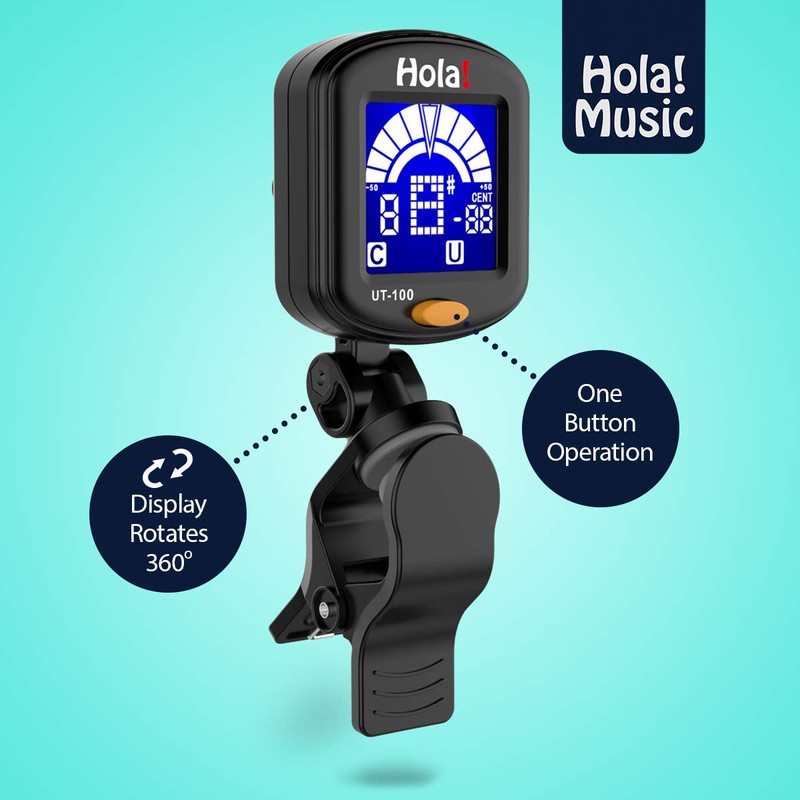 Hola! Music Professional Clip-On Tuner, Ukulele Tuner Rechargeable, Quick &