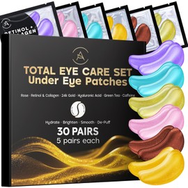 AURAE Variety Under Eye Patches (30 Pairs) - For Dark Circles & Puffiness - Eye Mask for Care