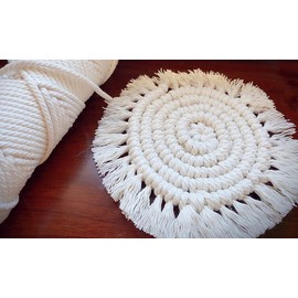 Flipped 100% Natural Macrame Cotton Cord, 6mm x 55 Yards Twine String Colored Cotton Rope Craft Cord for DIY Crafts Knitting Plant Hangers Christmas Wedding Decor (Beige, 6mm55yards)