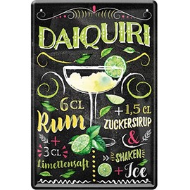 Daiquiri Cocktail Recipe Rum Lime Sugar Syrup 20 x 30 cm Bar Party Cellar Decorative Tin Sign 774