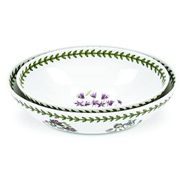 Portmeirion Botanic Garden Nested Bowls (2-Piece), Cyclamen & Daisy Motif - Fine Porcelain, Chip-Resistant - Dishwasher, Microwave, Freezer, Oven Safe - Made in England