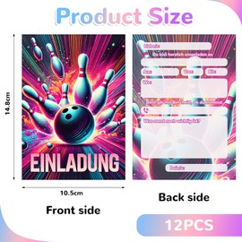 AstraGlam Invitation Cards Children's Birthday Boy, Set of 12, Unique Bowling Design, for Birthday Invitations and Party Planning