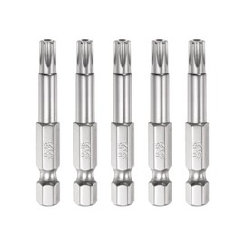 HARFINGTON 5Pcs Security Torx Bit 1/4" Hex Shank 2" Long Drill Bits T27 Torx Star S2 Steel Magnetic Tamper Resistant Screwdriver Bit
