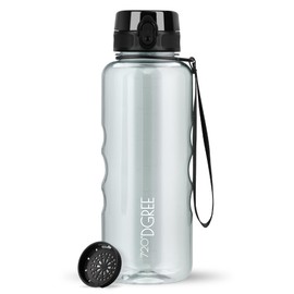 720°DGREE "uberBottle" CrystalClear Water Bottle 1.5 L + Strainer - BPA-Free - Water Bottle for Sports, Gym, Fitness, Outdoor, Hiking - Large Sports Bottle Made of Tritan - Lightweight, Shockproof,